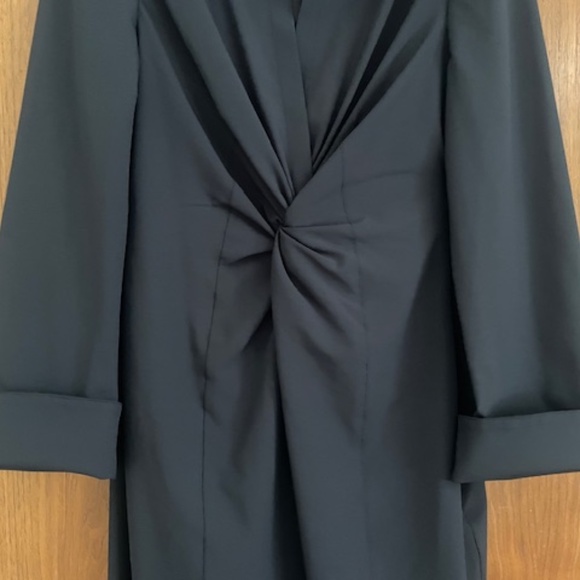 EUC Cinq a Sept Black McKenna Midi Dress Twist Front Slit - Picture 8 of 12